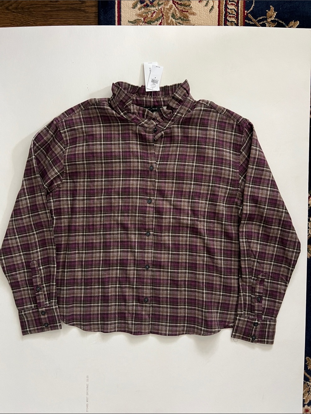 Banana Republic Plum and Olive Brown Plaid Button-Down Shirt